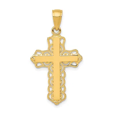 Diamond2deal 10k Yellow Gold Lace Trim Cross Pendant