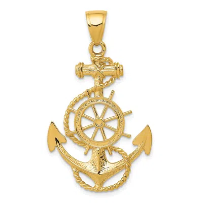 Diamond2deal 10k Yellow Gold Large Anchor Wheel Pendant