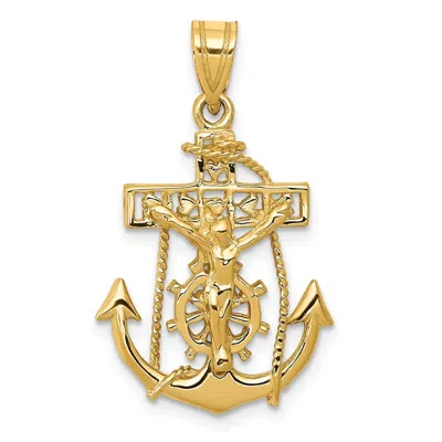 Diamond2deal 10k Yellow Gold Mariners Cross Pendant In Transparent