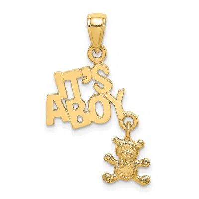 Diamond2deal 10k Yellow Gold Moveable It's A Boy With Teddy Bear Charm