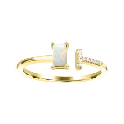 Diamond2deal 10k Yellow Gold Opal And Diamond Engagement Ring ( 0.35ct)