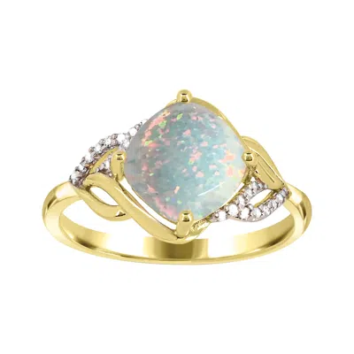Diamond2deal 10k Yellow Gold Opal And Diamond Engagement Ring ( 1.25ct)