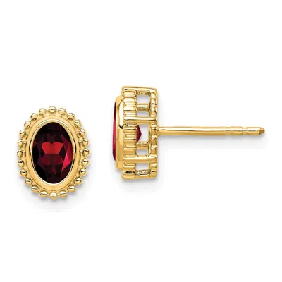 Diamond2deal 10k Yellow Gold Oval Garnet Stud Earrings
