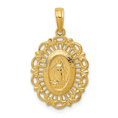 Diamond2deal 10k Yellow Gold Oval Miraculous Medal Pendant