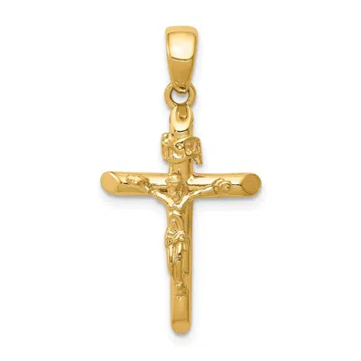 Diamond2deal 10k Yellow Gold Polished 2-d Crucifix With Jesus On Cross Pendant