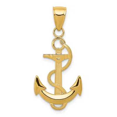 Diamond2deal 10k Yellow Gold Polished Anchor With Textured Rope