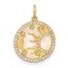 Diamond2deal 10k Yellow Gold Polished Cubic Zirconia And Mother Of Pearl Sun Moon And Stars Disc Charm Pendant