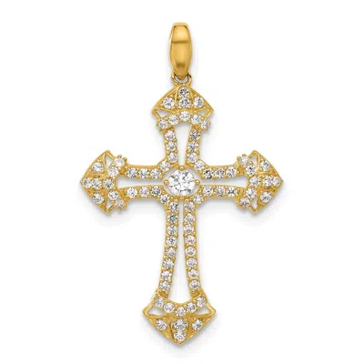 Diamond2deal 10k Yellow Gold Polished Cubic Zirconia Fancy Cross Pendant