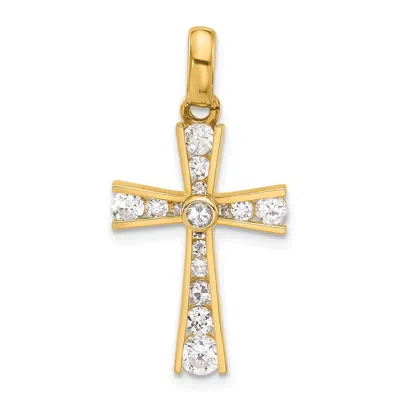 Diamond2deal 10k Yellow Gold Polished Cubic Zirconia Latin Cross Pendant