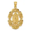 Diamond2deal 10k Yellow Gold Polished Diamond-cut Our Lady Of Guadalupe With Flowers Medal Pendant
