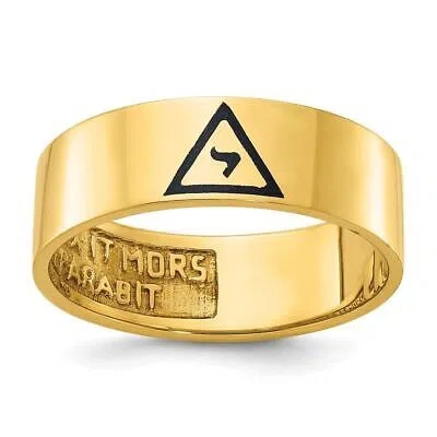 Pre-owned Diamond2deal 10k Yellow Gold Polished Enamel 14th Degree Grand Elect Masonic Ring Size10