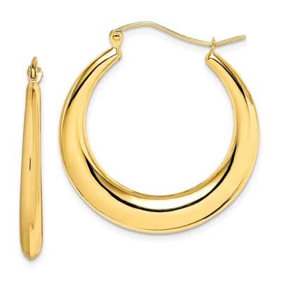 Diamond2deal 10k Yellow Gold Polished Hollow Classic Hinged Hoop Earrings