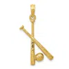 Diamond2deal 10k Yellow Gold Polished Open-backed Bats Baseball Pendant In Yellow