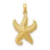 Diamond2deal 10k Yellow Gold Polished Open-backed Starfish Pendant In Yellow