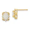 Diamond2deal 10k Yellow Gold Polished Oval Created Opal & Diamond Stud Earrings