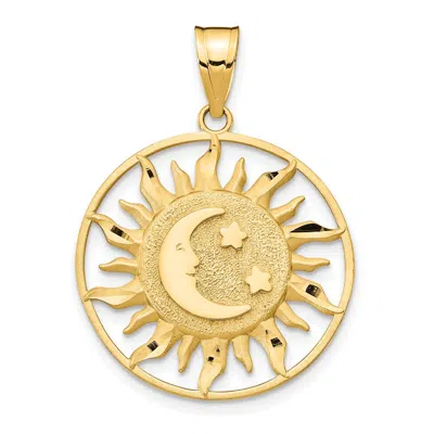 Diamond2deal 10k Yellow Gold Polished Sun With Moon Star Charm