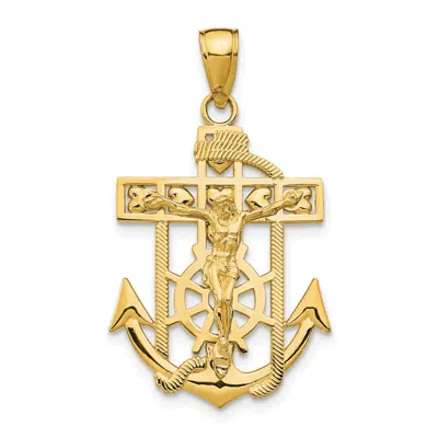 Diamond2deal 10k Yellow Gold Polished Textured Mini Mariners Crucifix Pendant