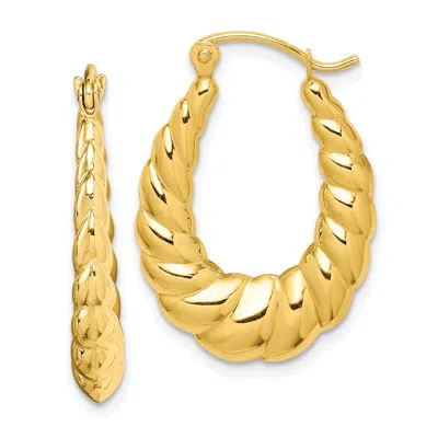 Diamond2deal 10k Yellow Gold Polished Twisted Hollow Hoop Earrings