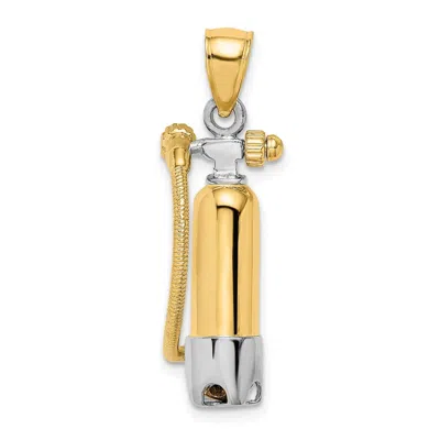 Diamond2deal 10k Yellow Gold Rhodium 3-d Single Scuba Tank Hose Charm In Multi