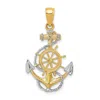 Diamond2deal 10k Yellow Gold Rhodium Anchor Rope Pendant In Yellow