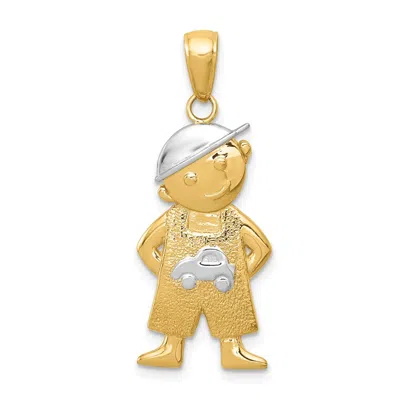 Diamond2deal 10k Yellow Gold Rhodium Boy Hands In Pockets Pendant