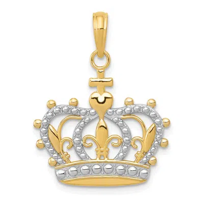 Diamond2deal 10k Yellow Gold Rhodium Crown Pendant