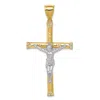 Diamond2deal 10k Yellow Gold Rhodium Cubic Zirconia Crucifix Pendant In Yellow
