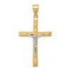 Diamond2deal 10k Yellow Gold Rhodium Diamond-cut Crucifix Pendant In Yellow