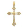 Diamond2deal 10k Yellow Gold Rhodium Diamond-cut Edges Cross Charm In Yellow