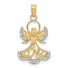 Diamond2deal 10k Yellow Gold Rhodium Love Angel Pendant In Yellow