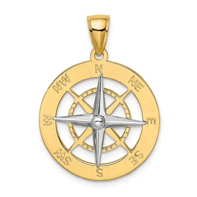 Diamond2deal 10k Yellow Gold Rhodium Nautical Compass White Needle Charm