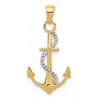 Diamond2deal 10k Yellow Gold Rhodium Polished Anchor Rope Pendant In Yellow