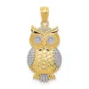 Diamond2deal 10k Yellow Gold Rhodium Polished Textured Owl Pendant In Yellow