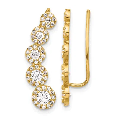 Diamond2deal 10k Yellow Gold Round Cut Cubic Zirconia Fancy Ear Climbers
