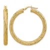 Diamond2deal 10k Yellow Gold Polished And Textured Round Hoop Earrings In Gold