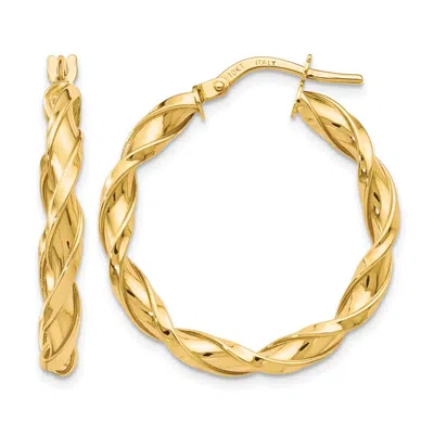Diamond2deal 10k Yellow Gold Round Twisted Hoop Earrings In Brown