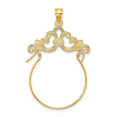 Diamond2deal 10k Yellow Gold Scroll Framed Charm Holder In Orange