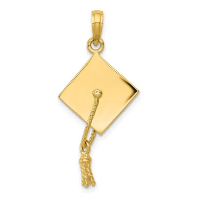 Diamond2deal 10k Yellow Gold Solid Polished 3-d Graduation Cap Pendant