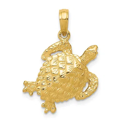Diamond2deal 10k Yellow Gold Solid Polished Open-backed Turtle Pendant