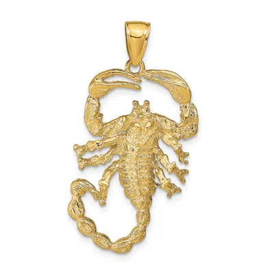Diamond2deal 10k Yellow Gold Solid Polished Open-backed Scorpion Pendant In Burgundy