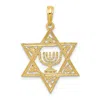 Diamond2deal 14k Yellow Gold Star Of David Menorah Pendant In Yellow