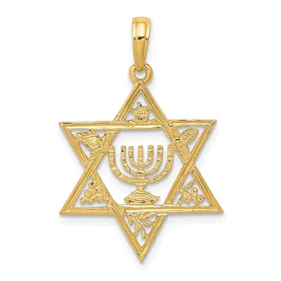 DIAMOND2DEAL 10K YELLOW GOLD STAR OF DAVID MENORAH PENDANT