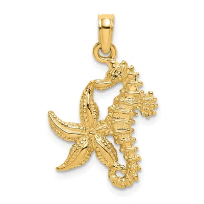 Diamond2deal 10k Yellow Gold Starfish And Seahorse Charm Pendant