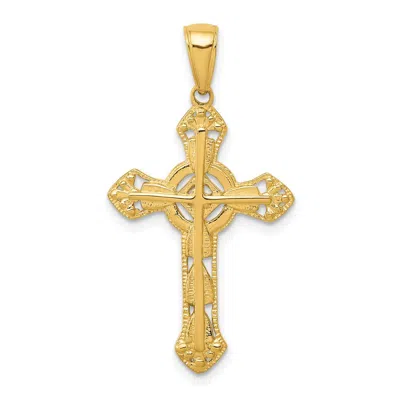 Diamond2deal 10k Yellow Gold Stick Cross On Ornate Cross Pendant