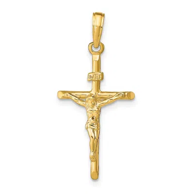 Diamond2deal 10k Yellow Gold Stick Style Crucifix Pendant In Green
