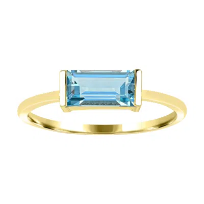 Diamond2deal 10k Yellow Gold Swiss Blue Topaz Engagement Ring ( 1.10 Ct )