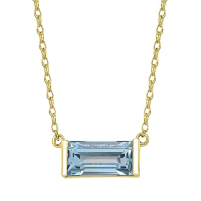 Diamond2deal 10k Yellow Gold Swiss Blue Topaz Pendant Necklace 18"