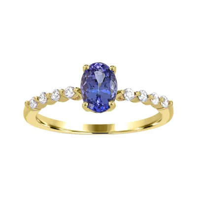 Diamond2deal 10k Yellow Gold Tanzanite And Diamond Engagement Ring ( 0.65ct)