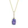 Diamond2deal 10k Yellow Gold Tanzanite And Diamond Pendant Necklace 18"