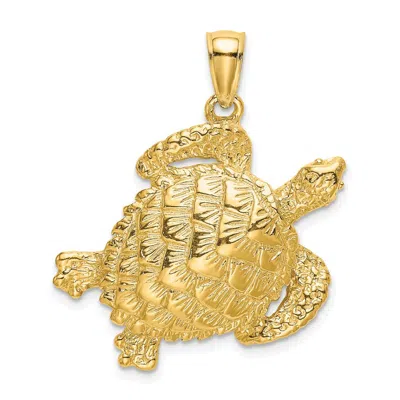 Diamond2deal 10k Yellow Gold Textured Sea Turtle Charm